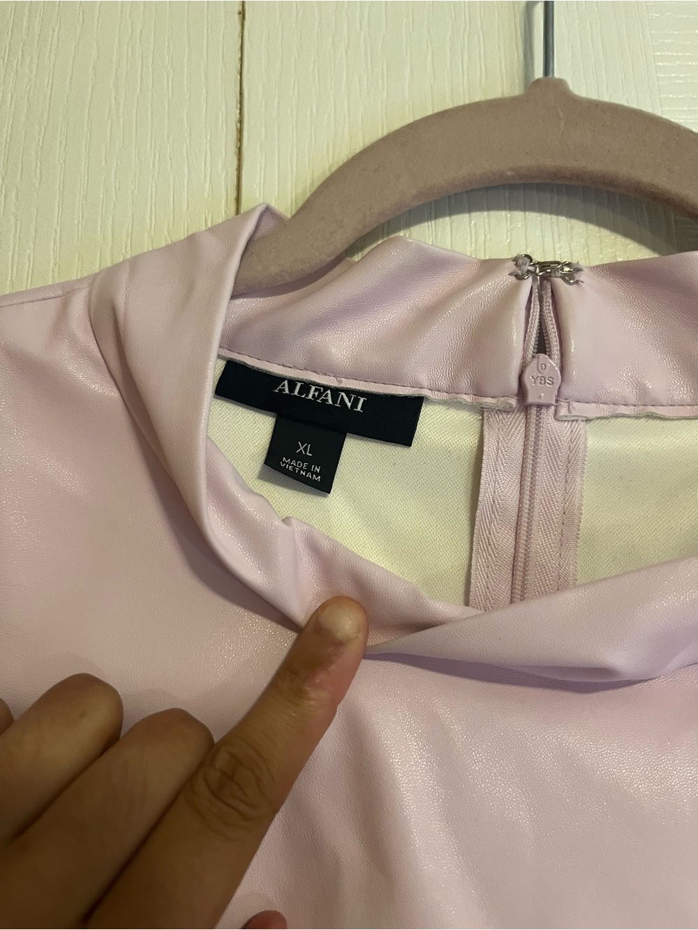 Alfani Light Pink Faux Leather short sleeved top